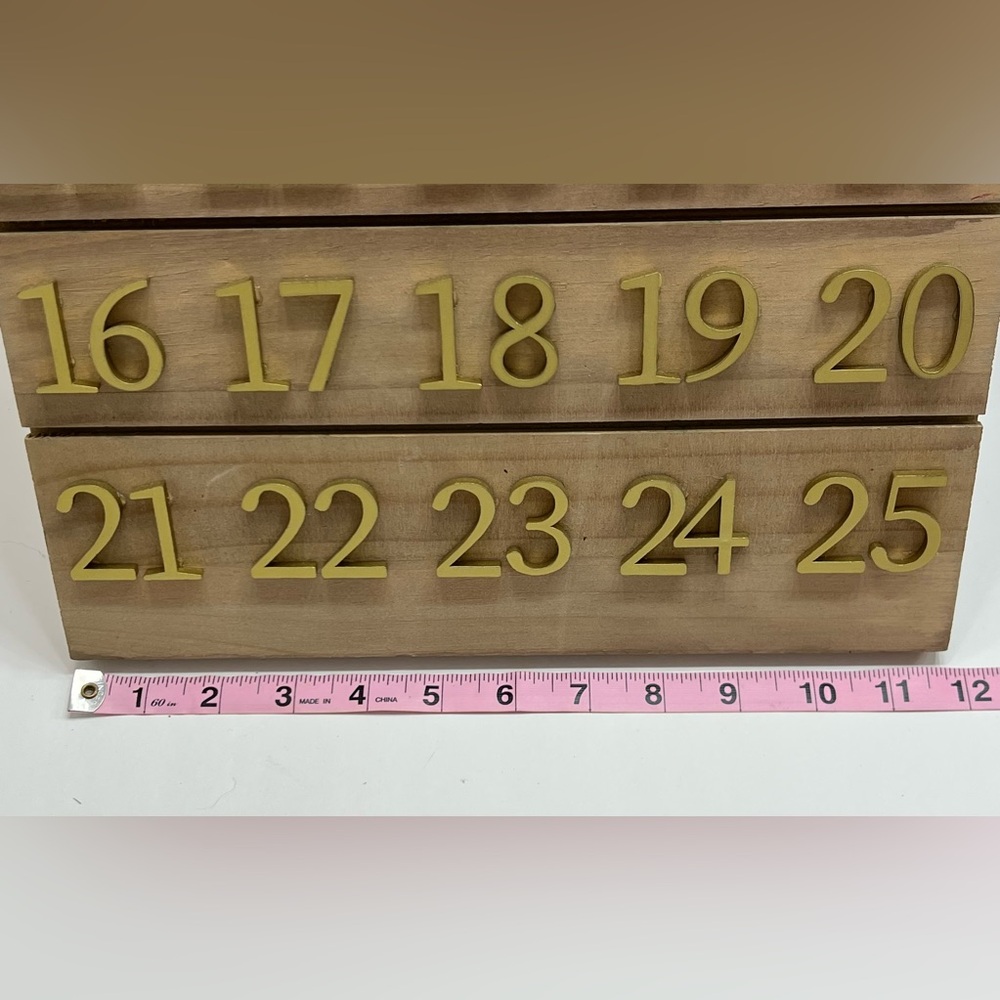 Wooden Christmas Countdown Calendar with Gold Numbers - Picture 4 of 5